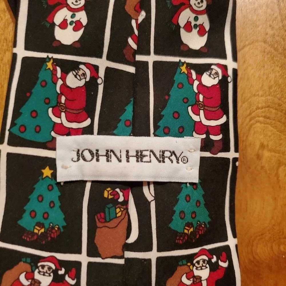 John Henry Silk Ugly Christmas  Work Neck Tie Santa Clause